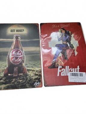 Tin Sign / Fallout Metal Signs Featuring Nuka Cola and Lucy / 8"x12" / New